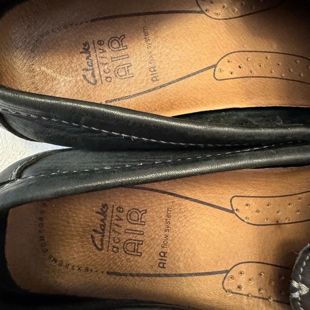 Clarks‎ Men’s 13M Active Air Black Leather Driving Moccasin Loafer Comfort Shoe